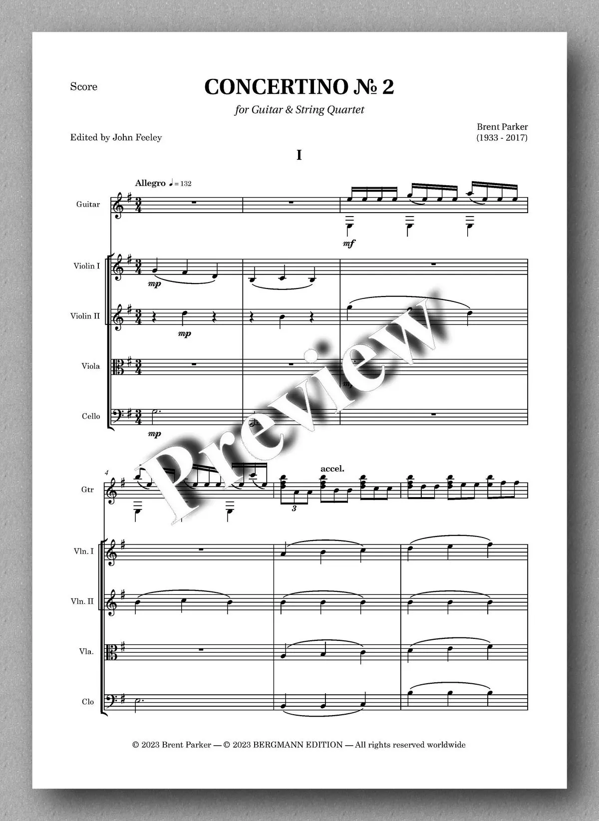 Parker, Concertino No. 2, For Guitar And String Quartet 2