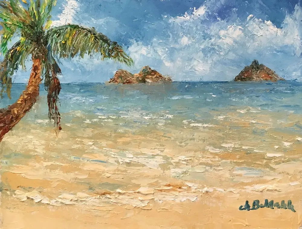 Original Painting: Peaceful Beach By Eva Makk 1