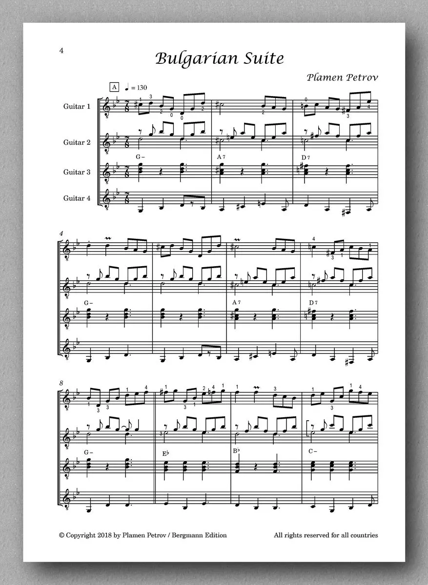 Petrov, Bulgarian Suite, Guitar Quartet 3 2
