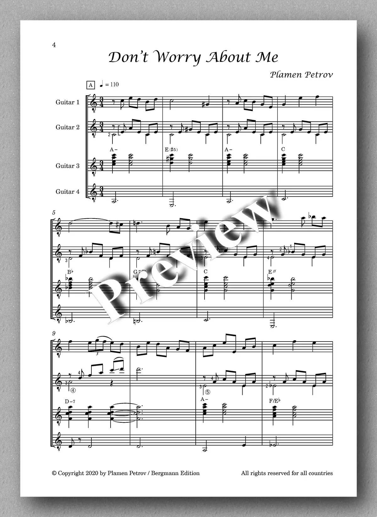 Petrov, Don't Worry About Me, Guitar Quartet 15 2
