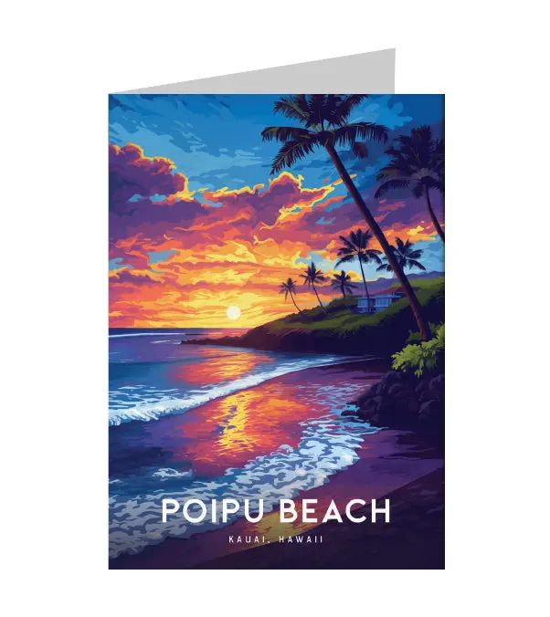 Greeting Card "Poipu Beach, Kauai" Hawaii Travel Art 1