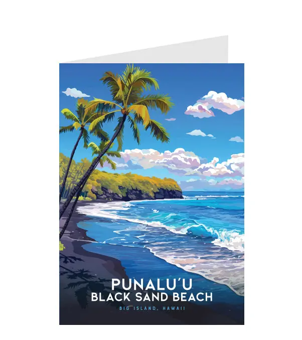 Greeting Card "Punaluʻu Beach, Big Island" Hawaii Travel Art 1