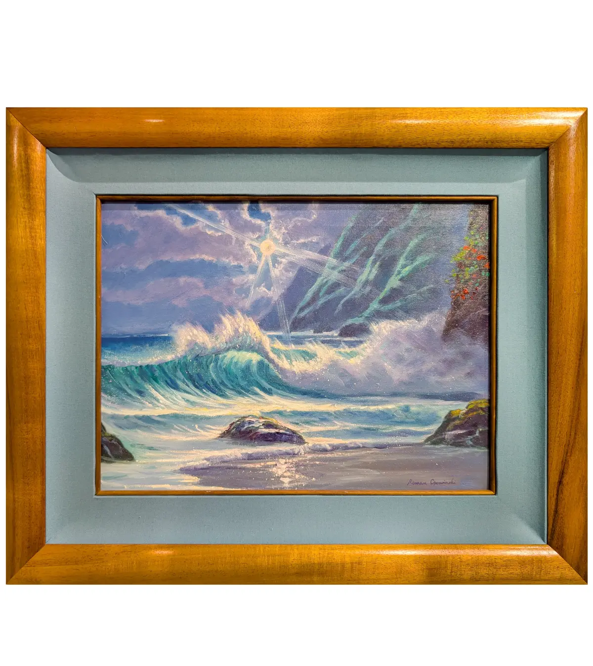 Cliffs Of Hawaii/Moonlight By Roman Czerwinski, Framed 1