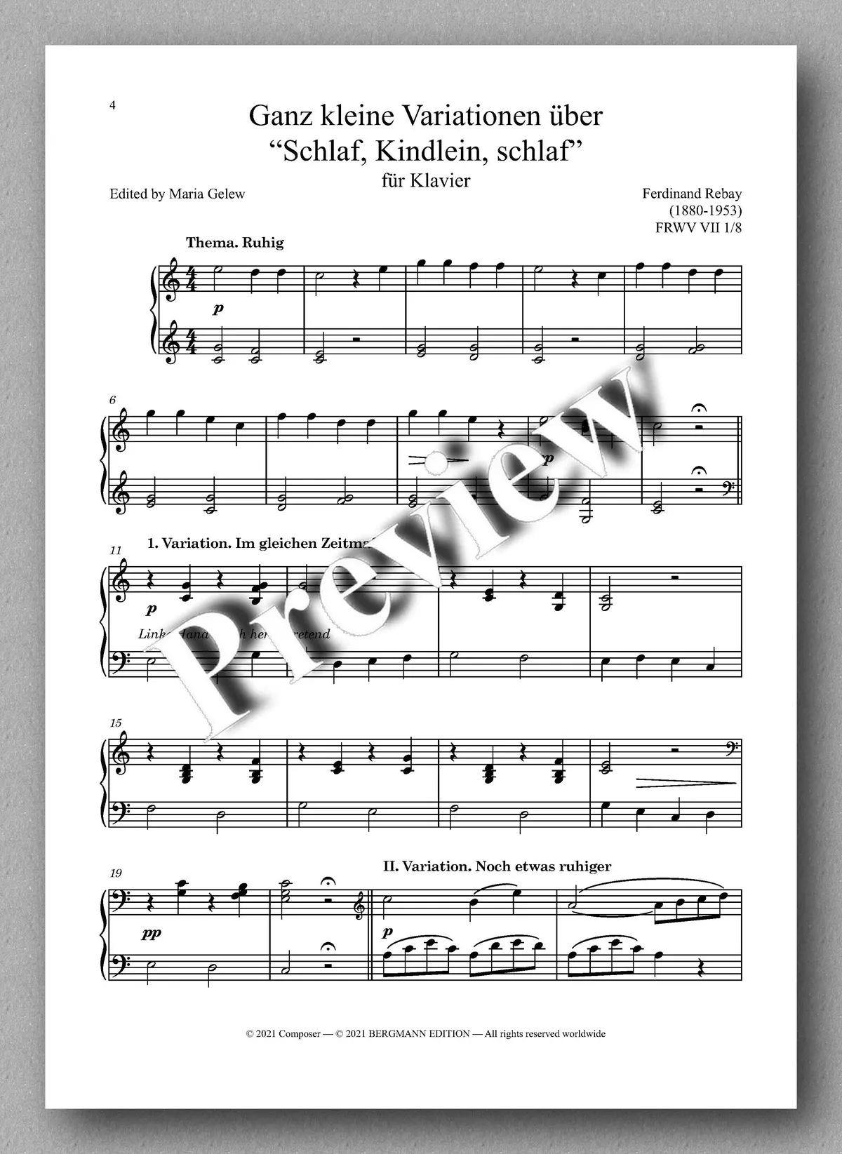 Rebay, Klavier No. 12, Ganz Kleine Variationen Über “Schlaf, Kindlein, Schlaf” & Sechs Leichte Variationen Über Ein Kinderlied 2