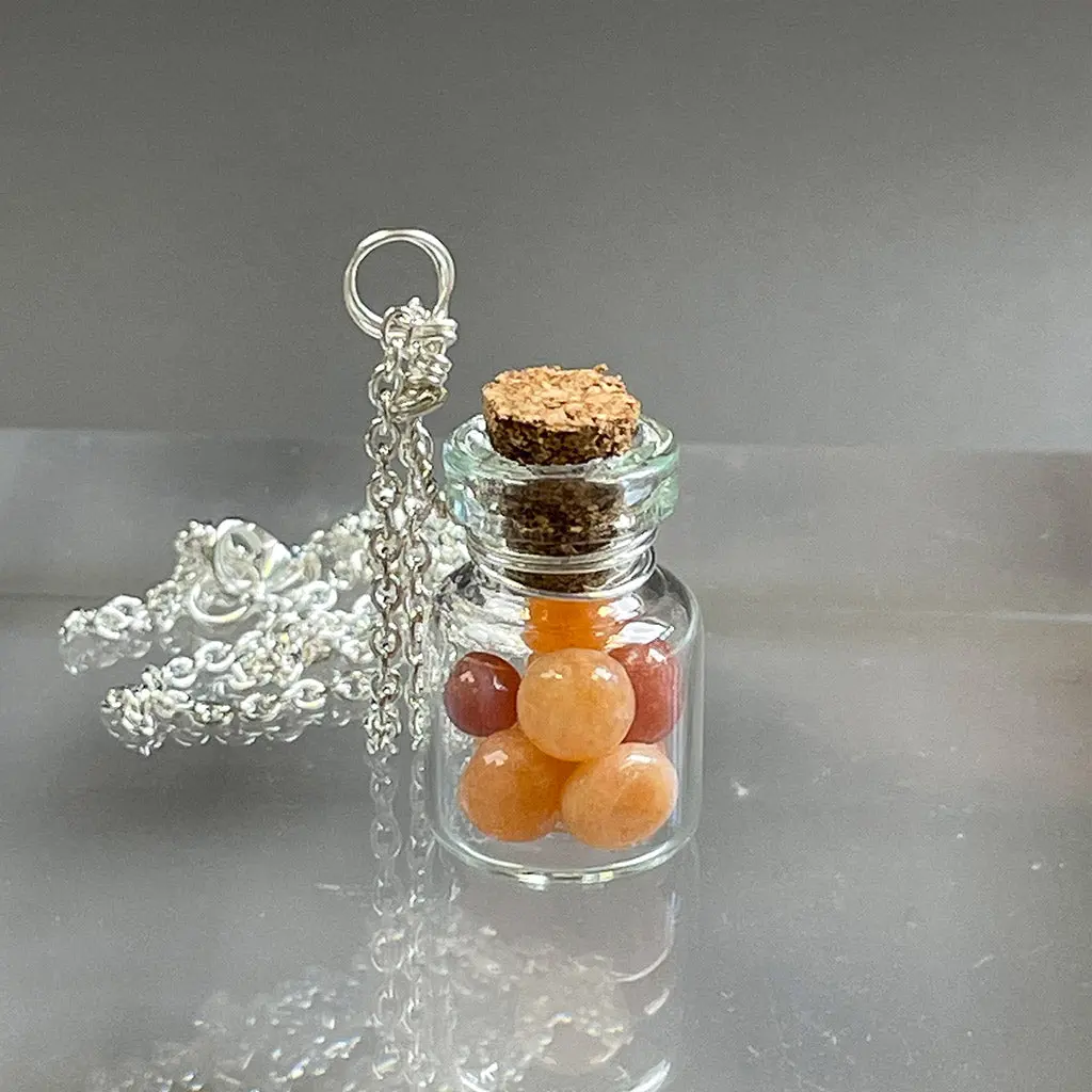 Wishing Bottle Necklace - Red Adventurine 1
