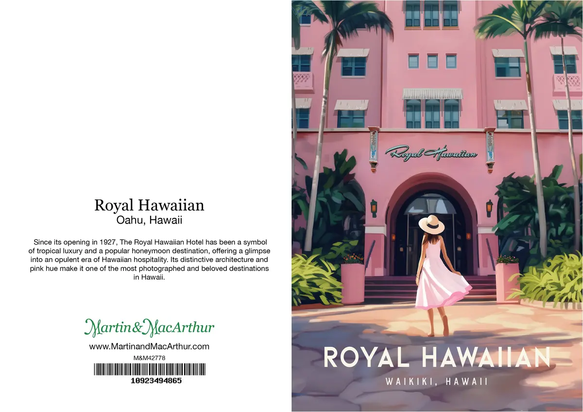 Greeting Card "Royal Hawaiian, Oahu" Hawaii Travel Art 2