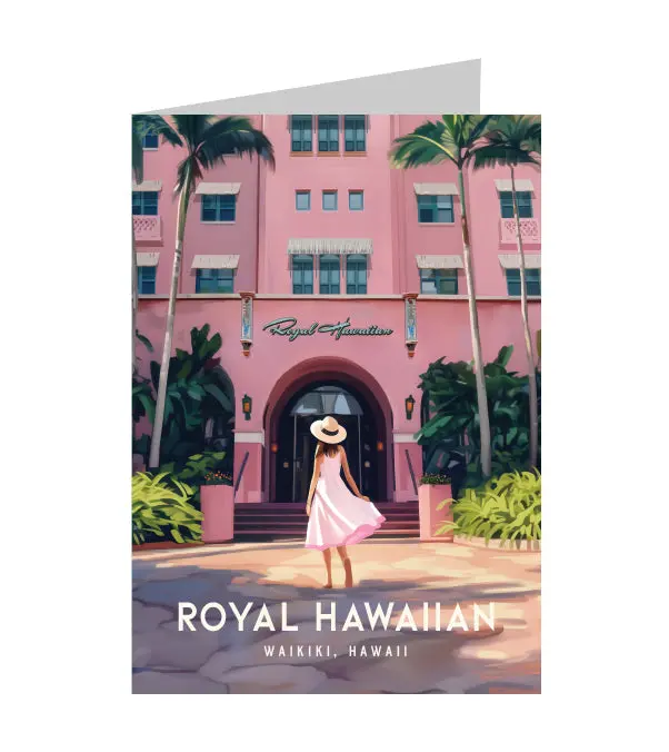 Greeting Card "Royal Hawaiian, Oahu" Hawaii Travel Art 1
