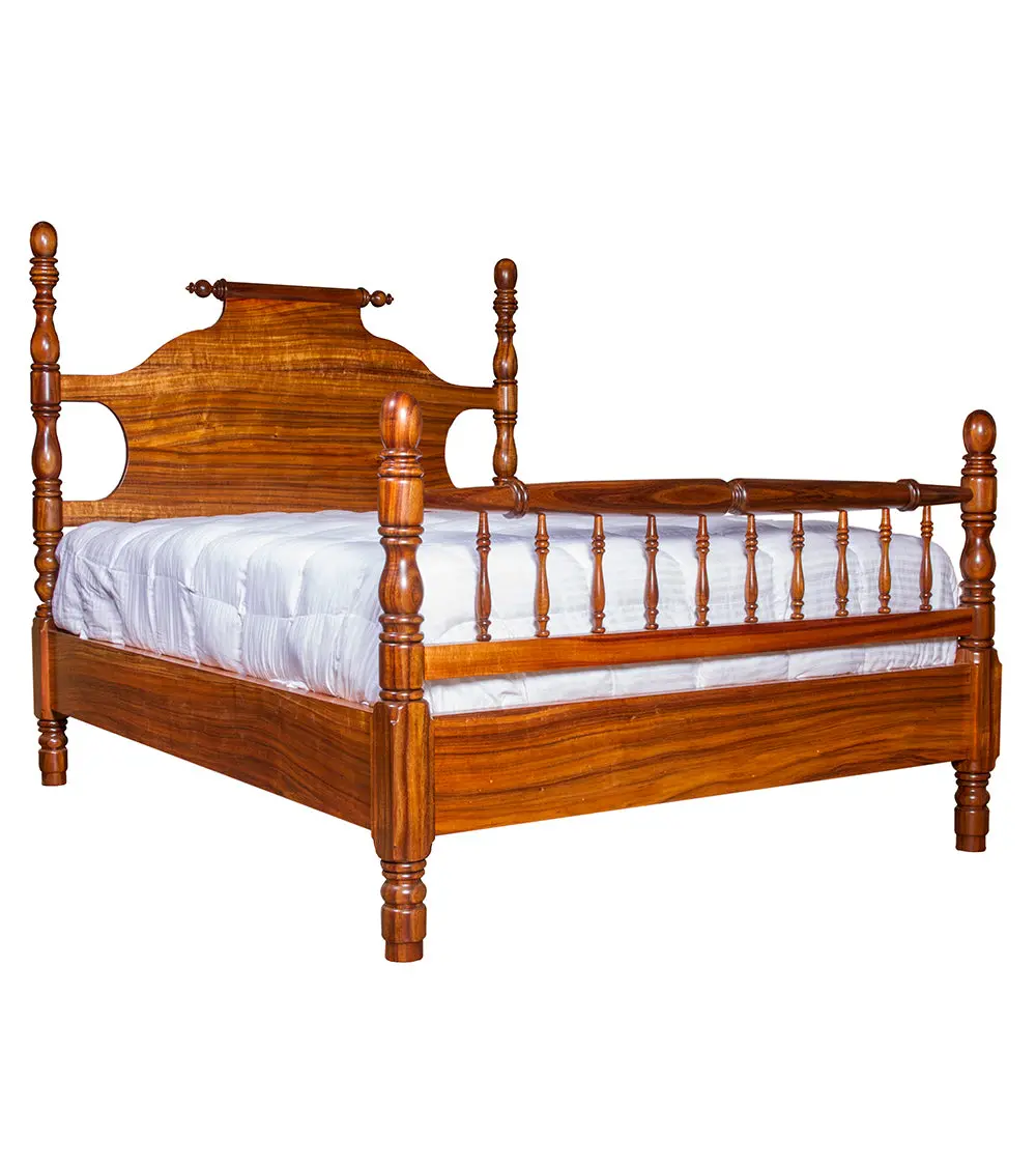 Scroll Hi-Low Four Poster Koa Bed 1