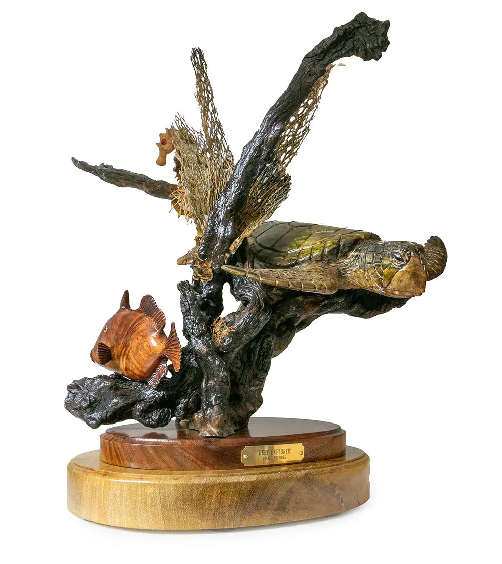 Koa Wood Sculpture "Reef Explorer" By Craig Nichols 1