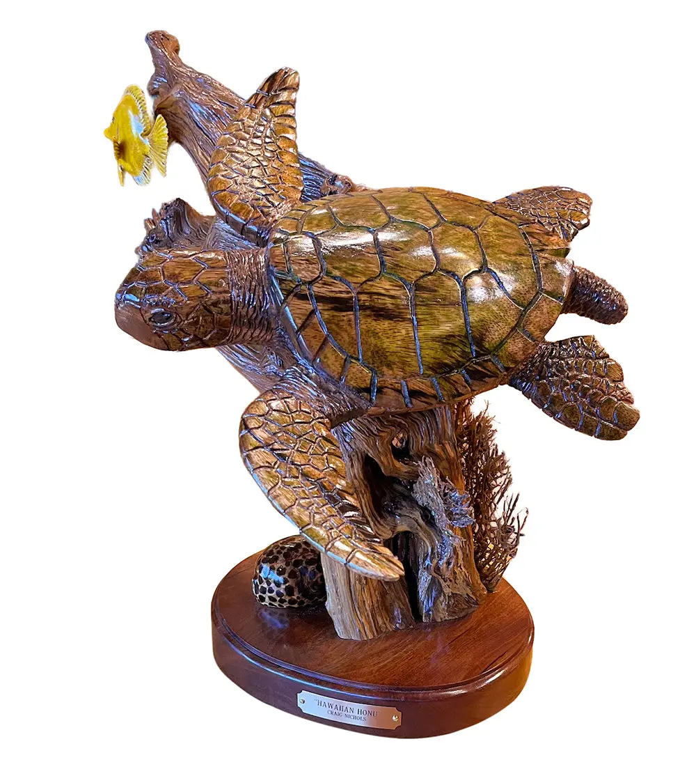Wood Sculpture "Hawaiian Honu" By Craig Nichols 1