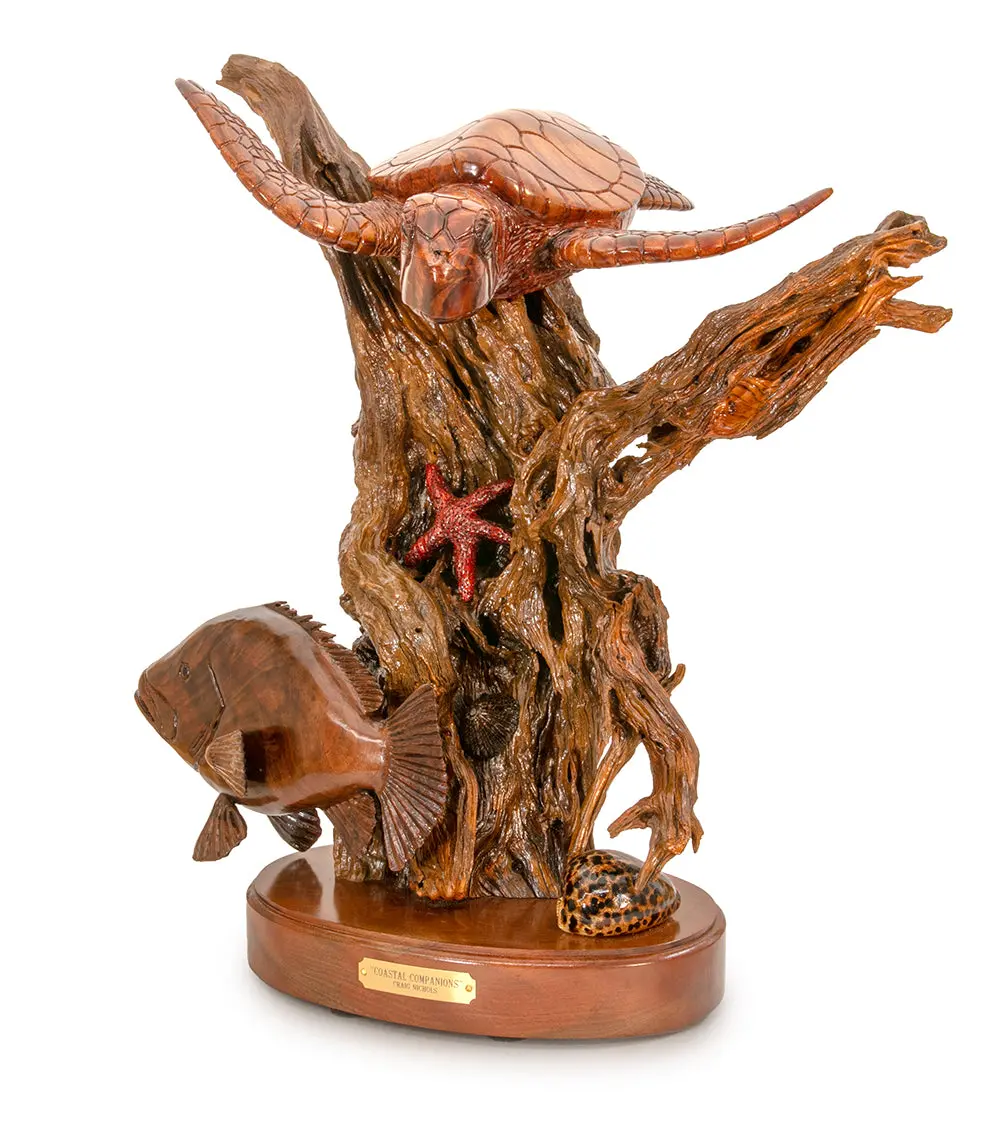 Koa Wood Sculpture "Coastal Companions" By Craig Nichols 1