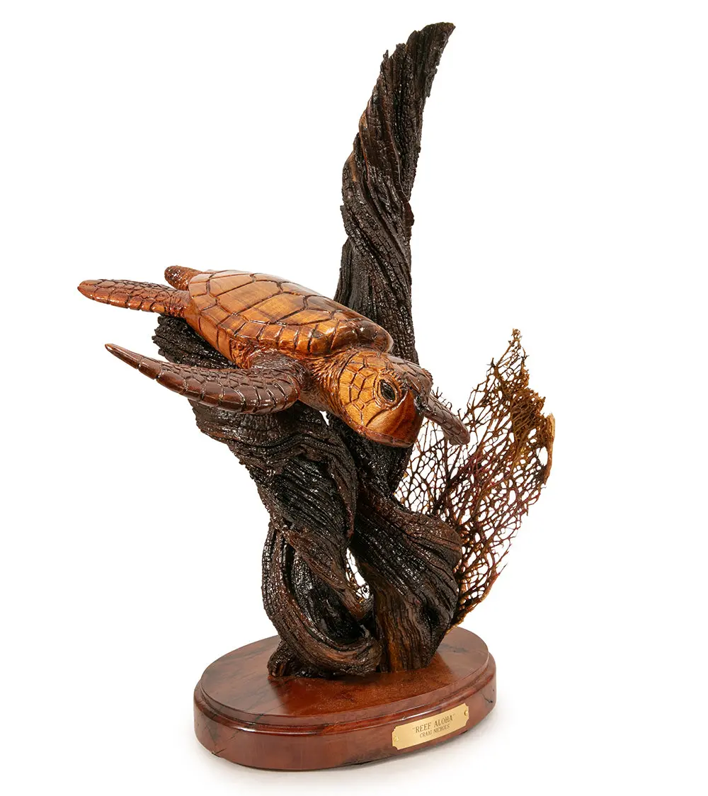 Koa Wood Sculpture "Reef Aloha" By Craig Nichols 1