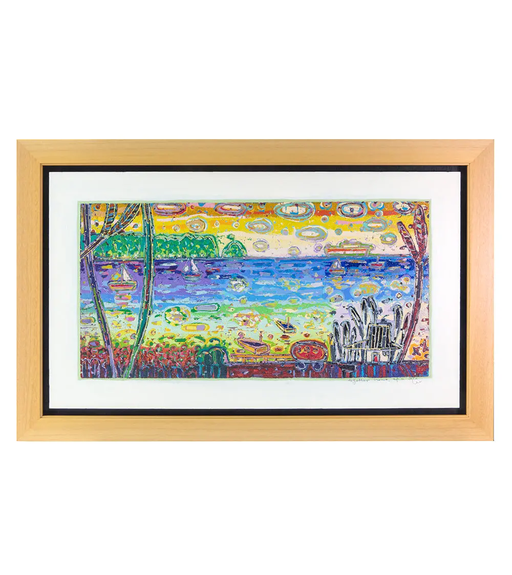 Original Woodblock Painting "Together" By Seung Lee 1
