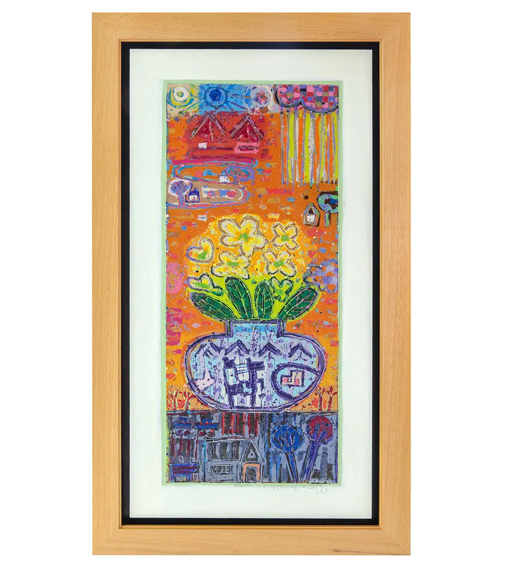 Original Woodblock Painting "Mauna Happy" By Seung Lee 1