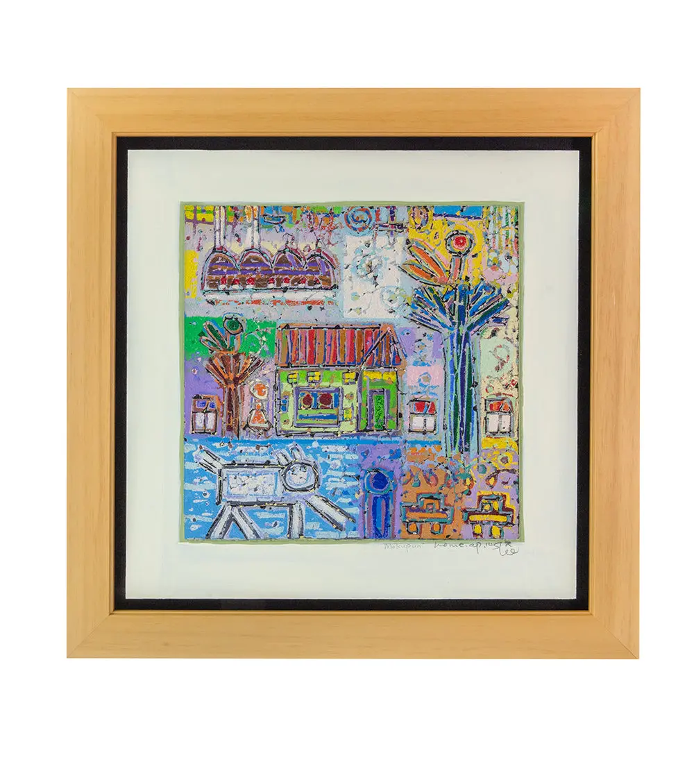Original Woodblock Painting "Mokupuni Home" By Seung Lee 1