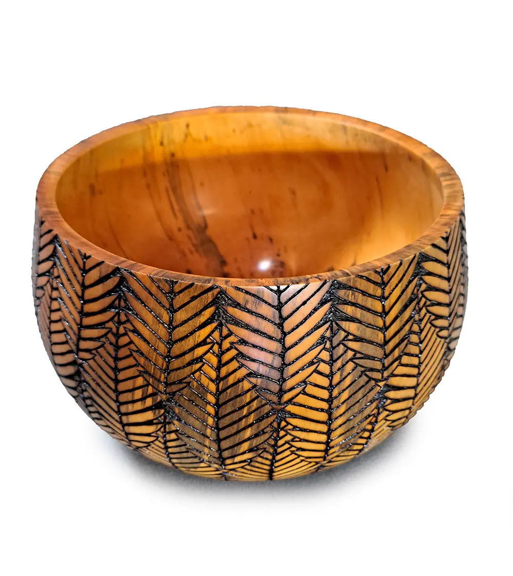 Pyrography Cook Pine Calabash "Overlapping Ferns" #833 1