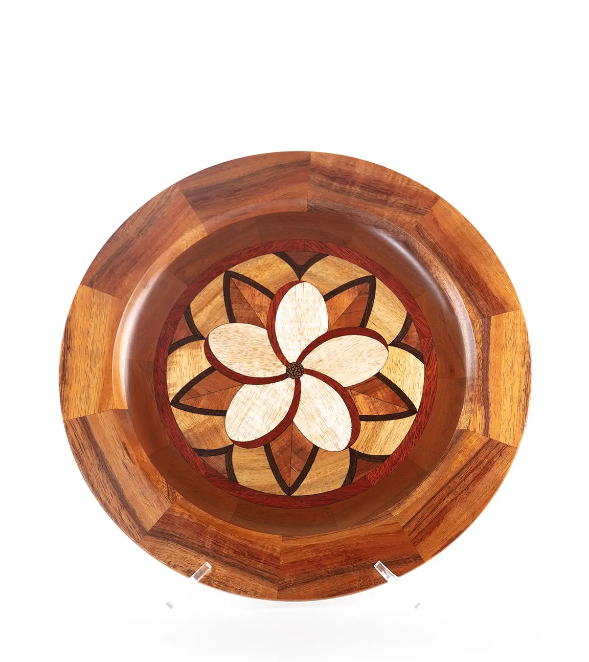 Segmented Koa Platter "Plumeria" 14" By Mark And Karen Stebbins 1