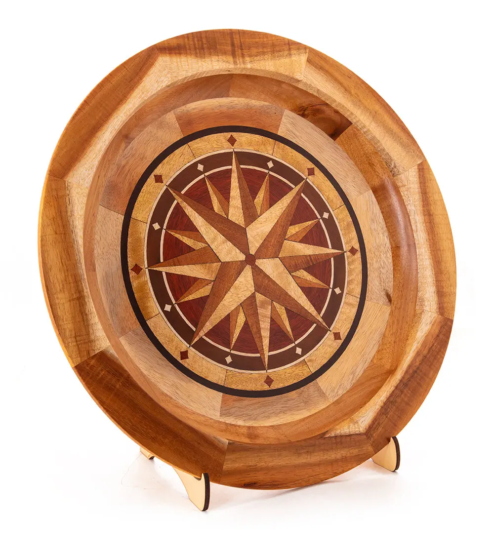 Segmented Koa Platter "Compass Rose" 20" By Mark And Karen Stebbins 2