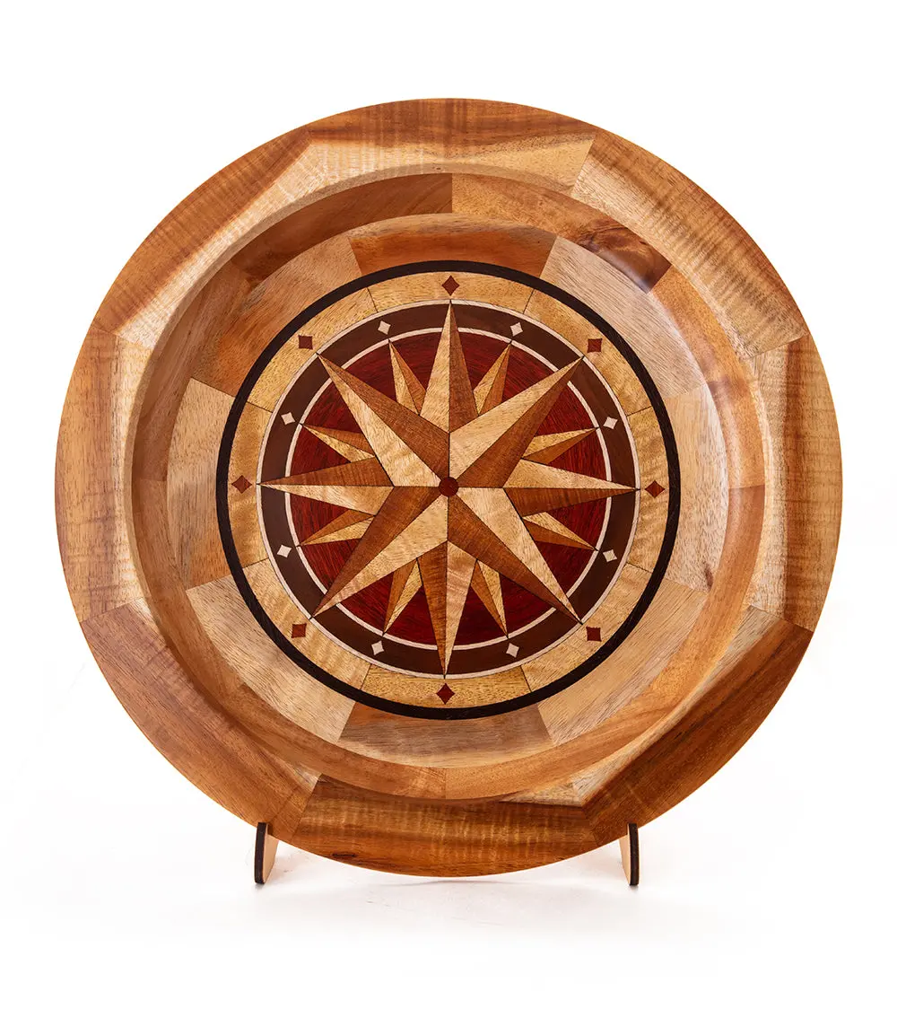 Segmented Koa Platter "Compass Rose" 20" By Mark And Karen Stebbins 1