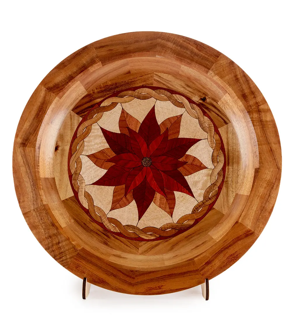 Segmented Koa Platter "Poinsettia 413" 20" By Mark And Karen Stebbins 1