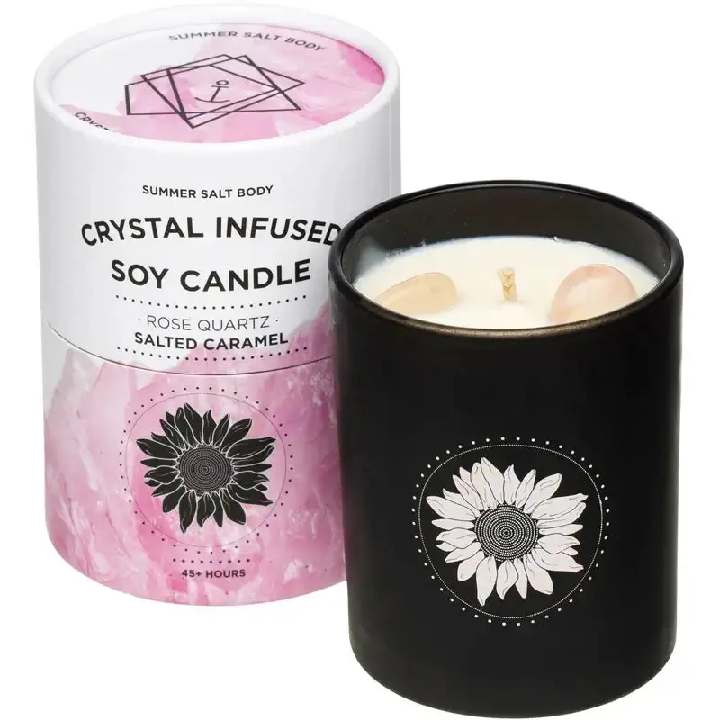 Crystal Infused Soy Candle - Rose Quartz X Salted Caramel 1