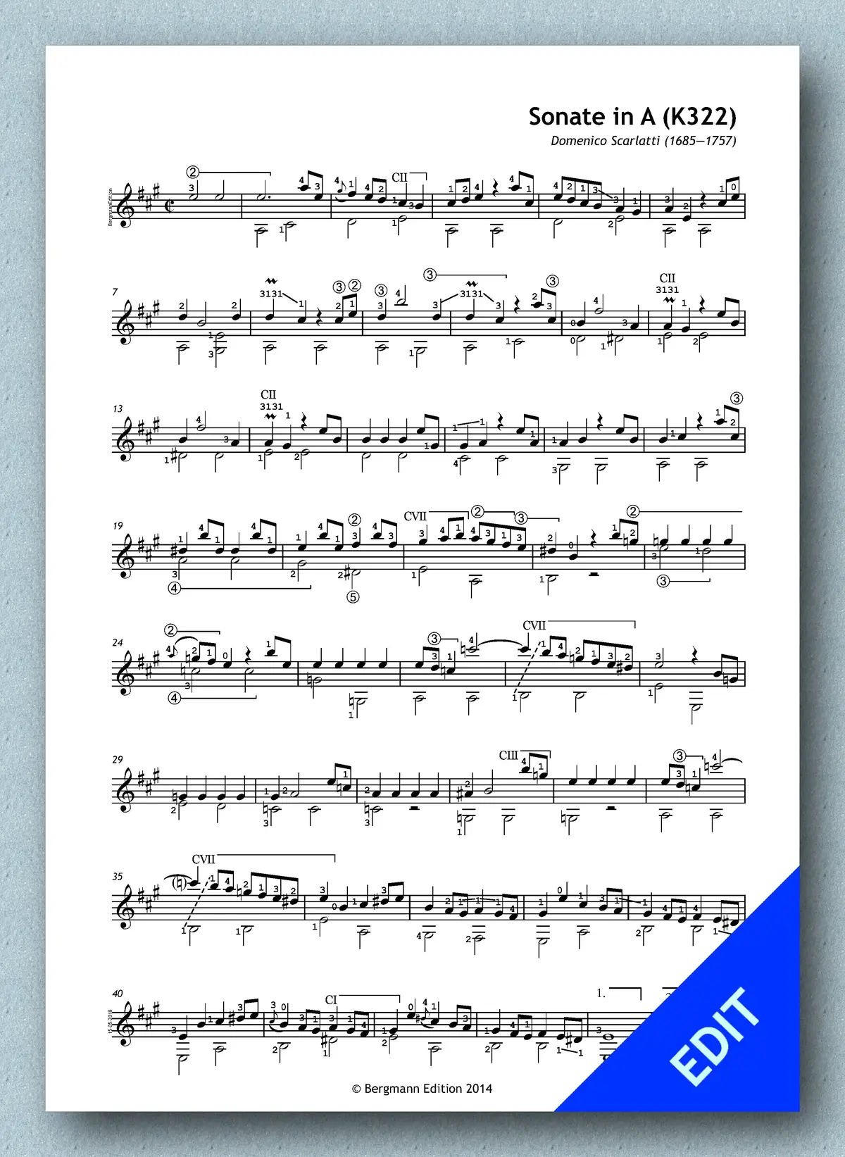 Scarlatti K 322, Sonate In A (Pdf) 1