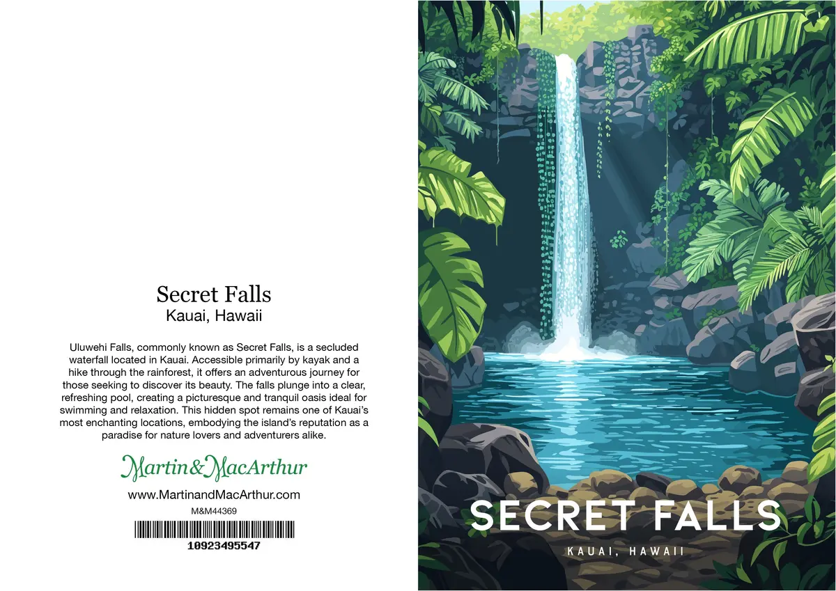 Greeting Card "Secret Falls, Kauai" Hawaii Travel Art 2