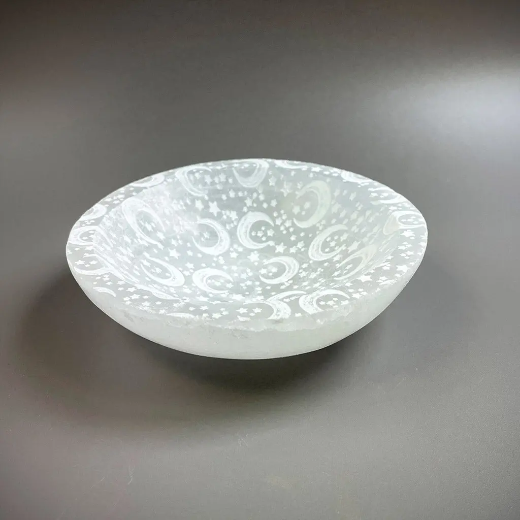 Selenite Offering Bowl - "Celestial Bodies" 8Cms 1