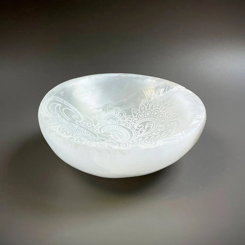 Selenite Offering Bowl - "Henna Prayer" 8Cms 1