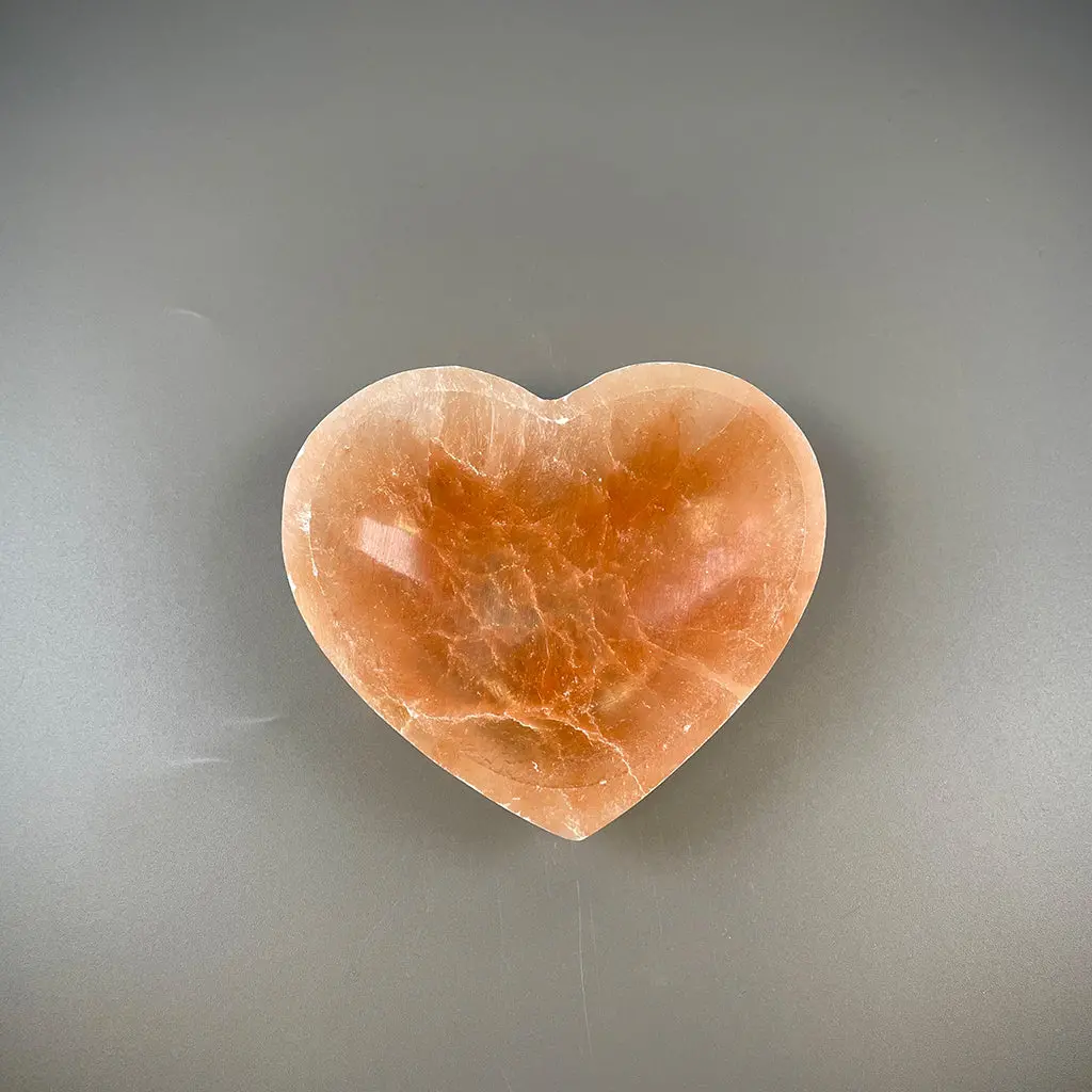 Peach Selenite Heart Charging Bowl 1
