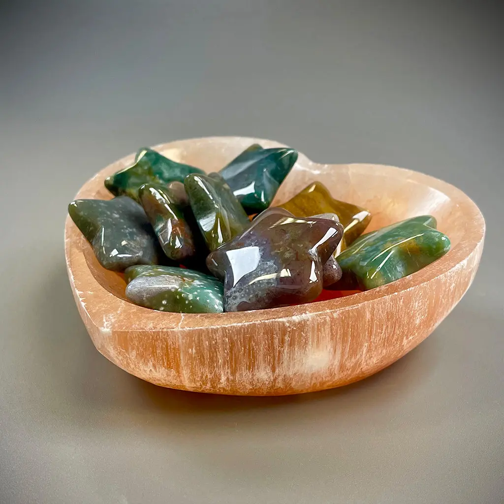 Peach Selenite Heart Charging Bowl 2