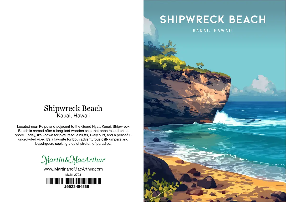 Greeting Card "Shipwreck Beach, Kauai" Hawaii Travel Art 2
