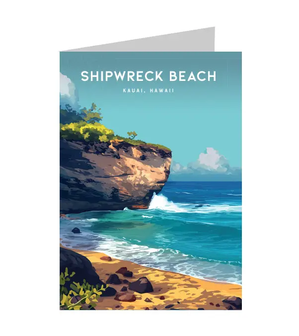 Greeting Card "Shipwreck Beach, Kauai" Hawaii Travel Art 1