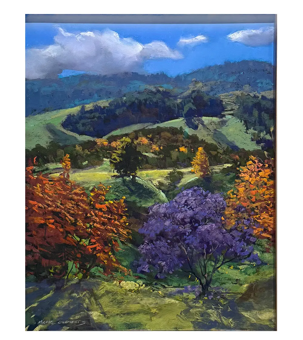 Original Pastel Painting "Silk Oaks Jacaranda" By Michael Clements 14 X 17 1