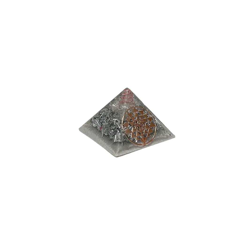 Celenite & Quartz Orgonite Pyramid Small - Energy Healing 1