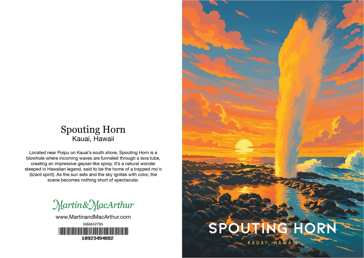 Greeting Card "Spouting Horn, Kauai" Hawaii Travel Art 2