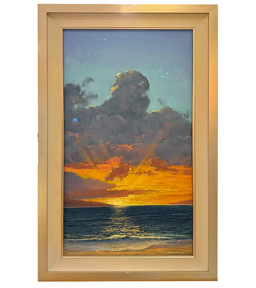 Original Pastel Painting "Sunset Off Kaho'olawe" By Michael Clements 20 X 36 2