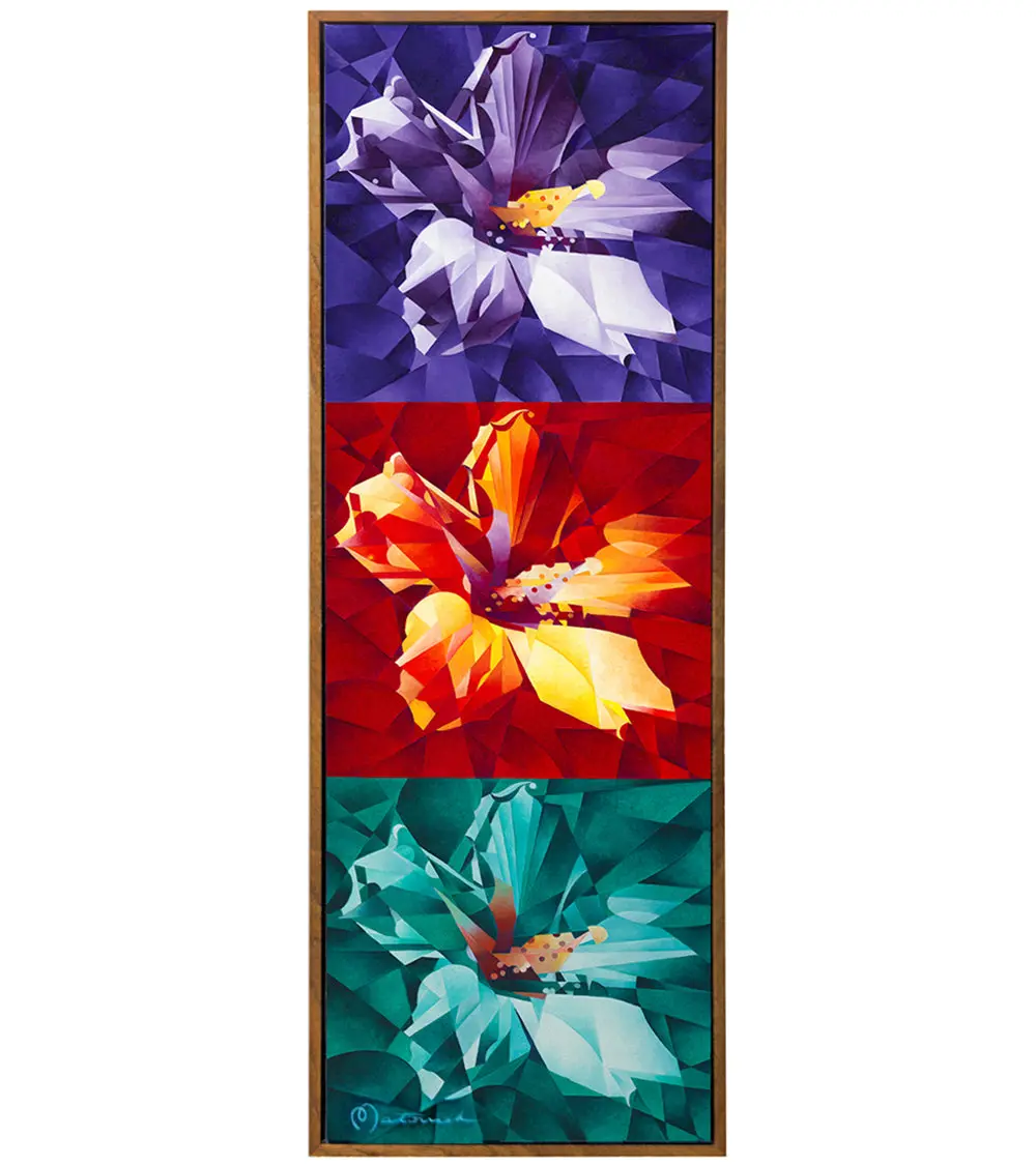 Original Painting Hibiscus Trio By Tj Matousek 1