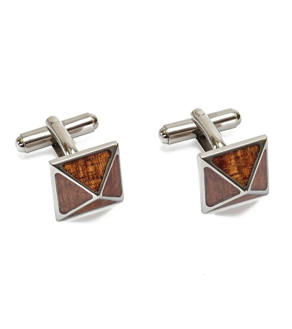 Koa Cuff Links - Pyramid 1