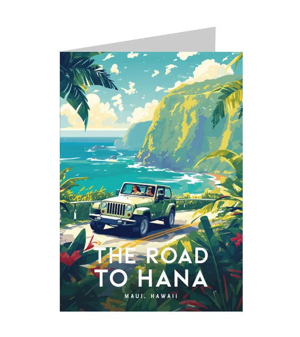 Greeting Card "The Road To Hana, Maui" Hawaii Travel Art 1