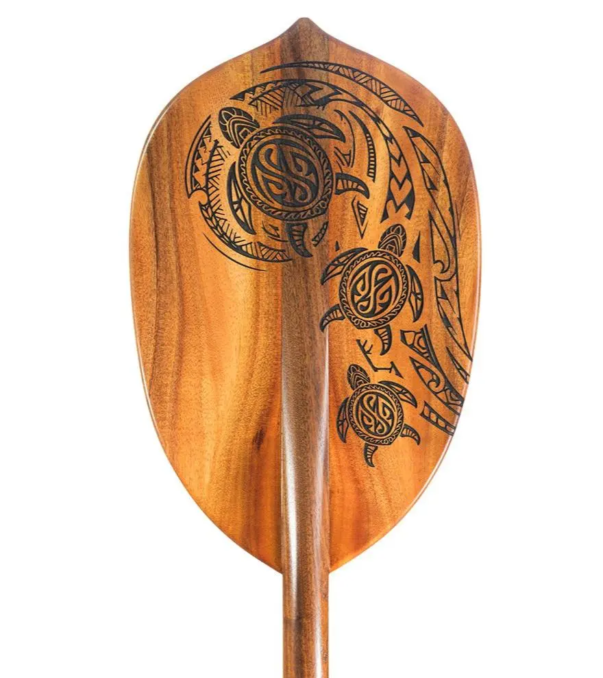 5' Koa Paddle With Walnut Neck - Tribal Honu 1