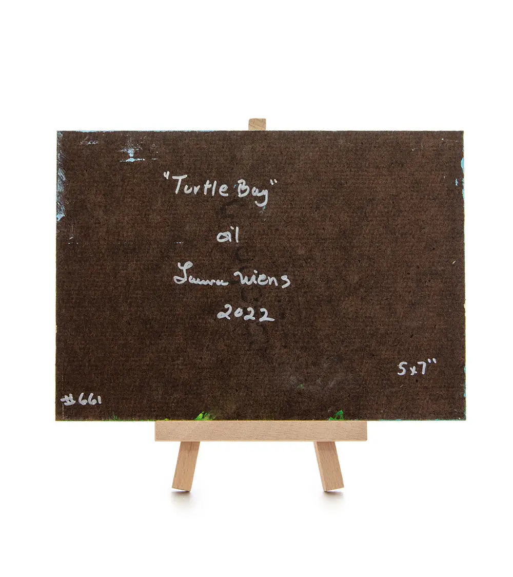 Original Oil Painting "Turtle Bay 661" With Table-Top Easel By Laura Wiens 2