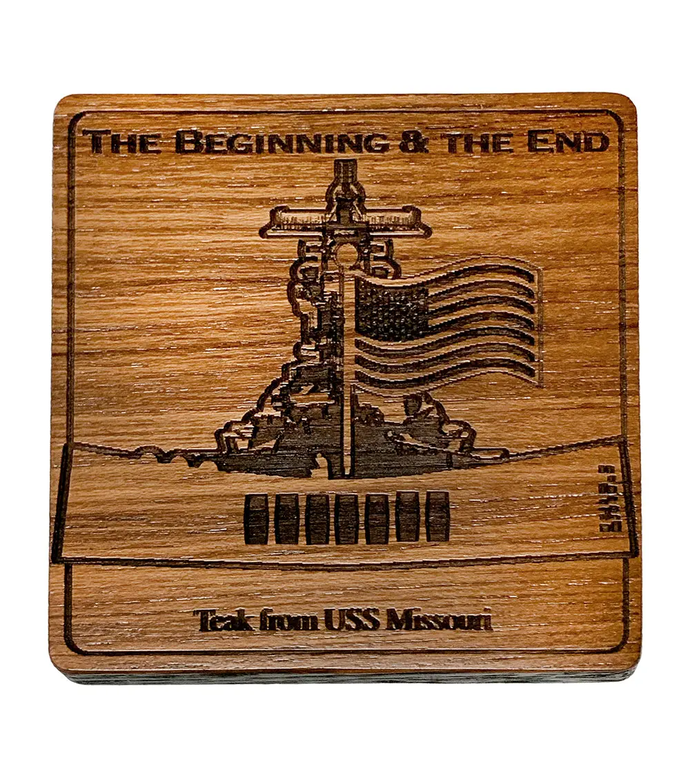 Uss Missouri Teak Coaster, The Beginning & The End 1