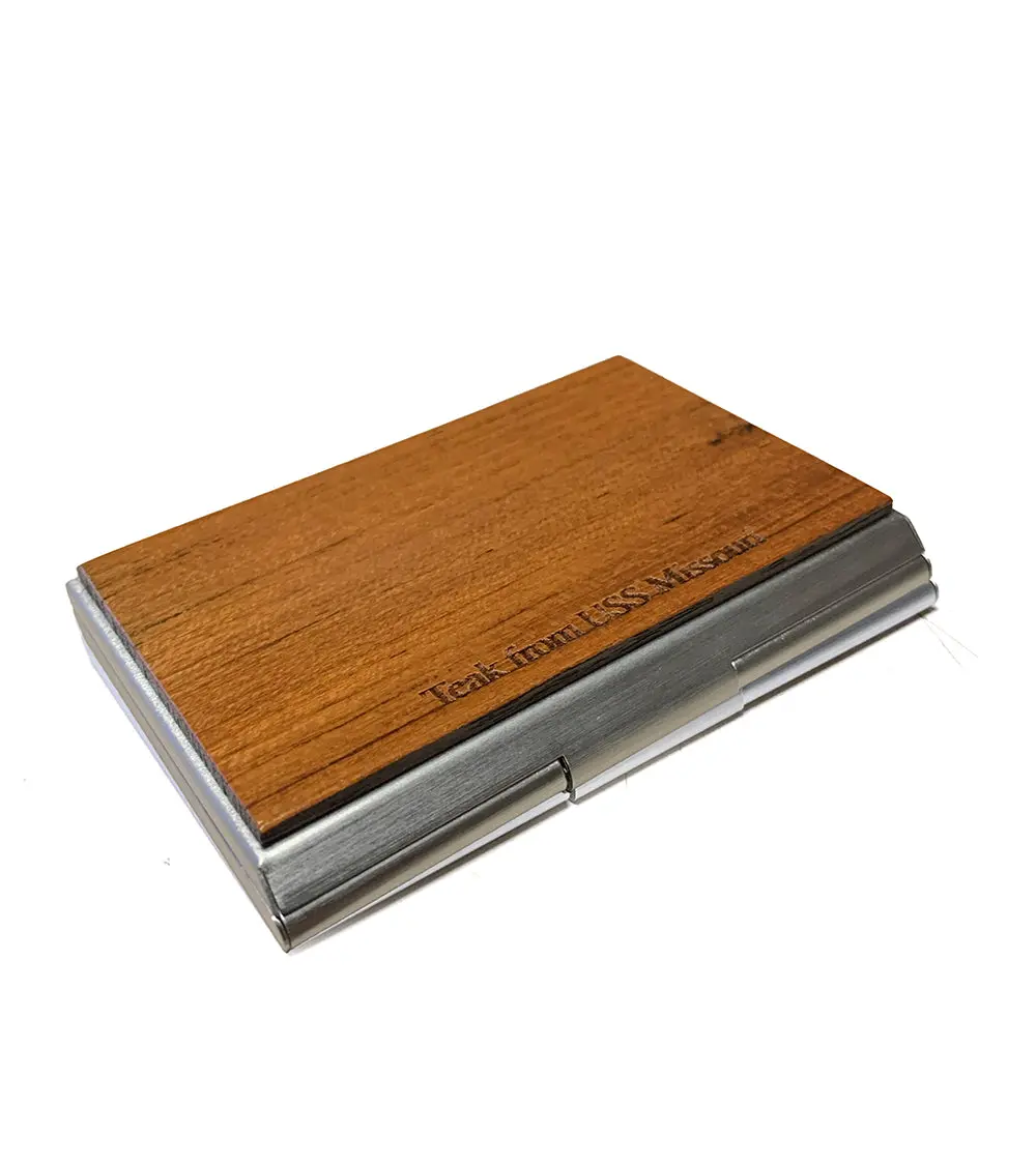 Uss Missouri Teak Business Card Case, Plain 1