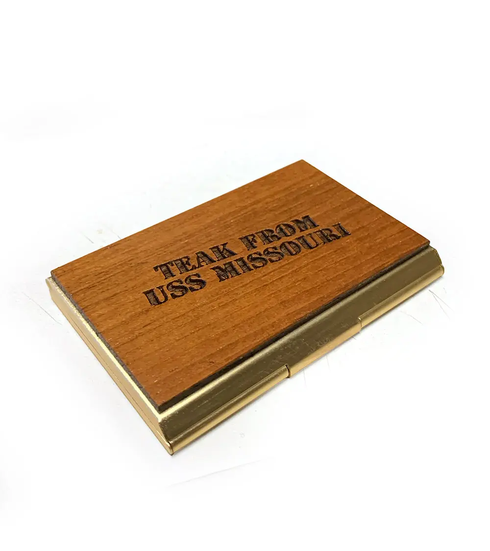 Uss Missouri Teak Business Card Case, Stencil 1