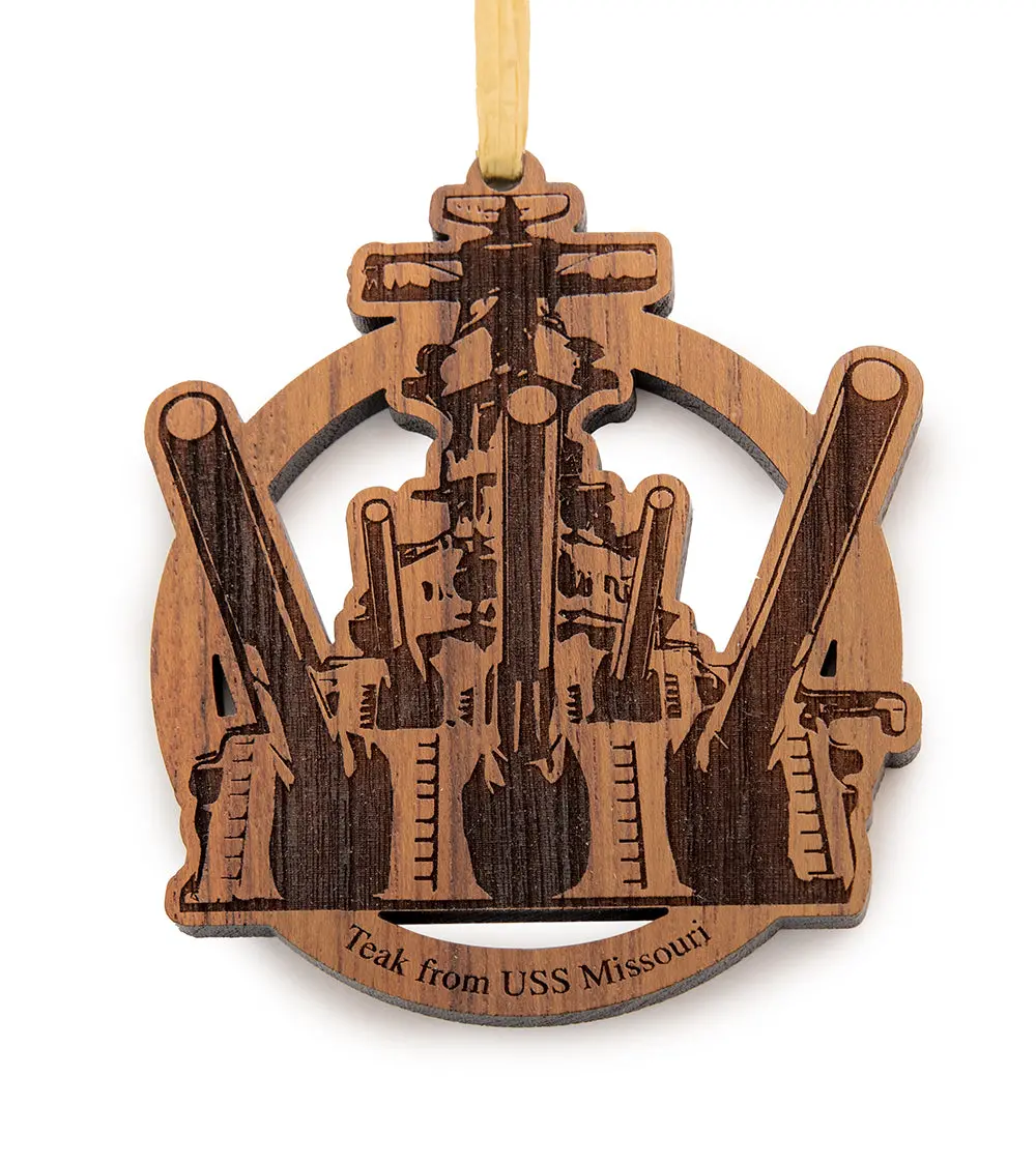 Uss Missouri Teak Ornament, Big Guns 1