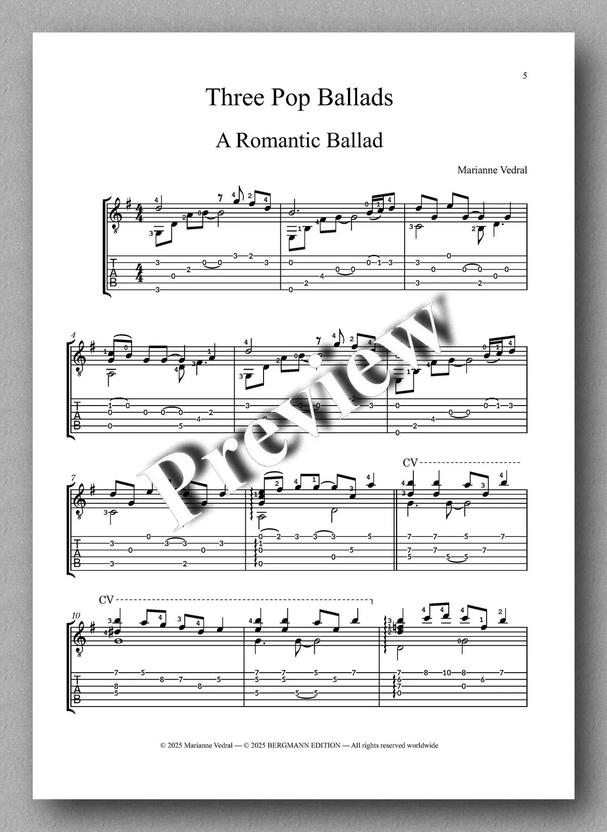 Vedral, Three Pop Ballads (Tab) 2