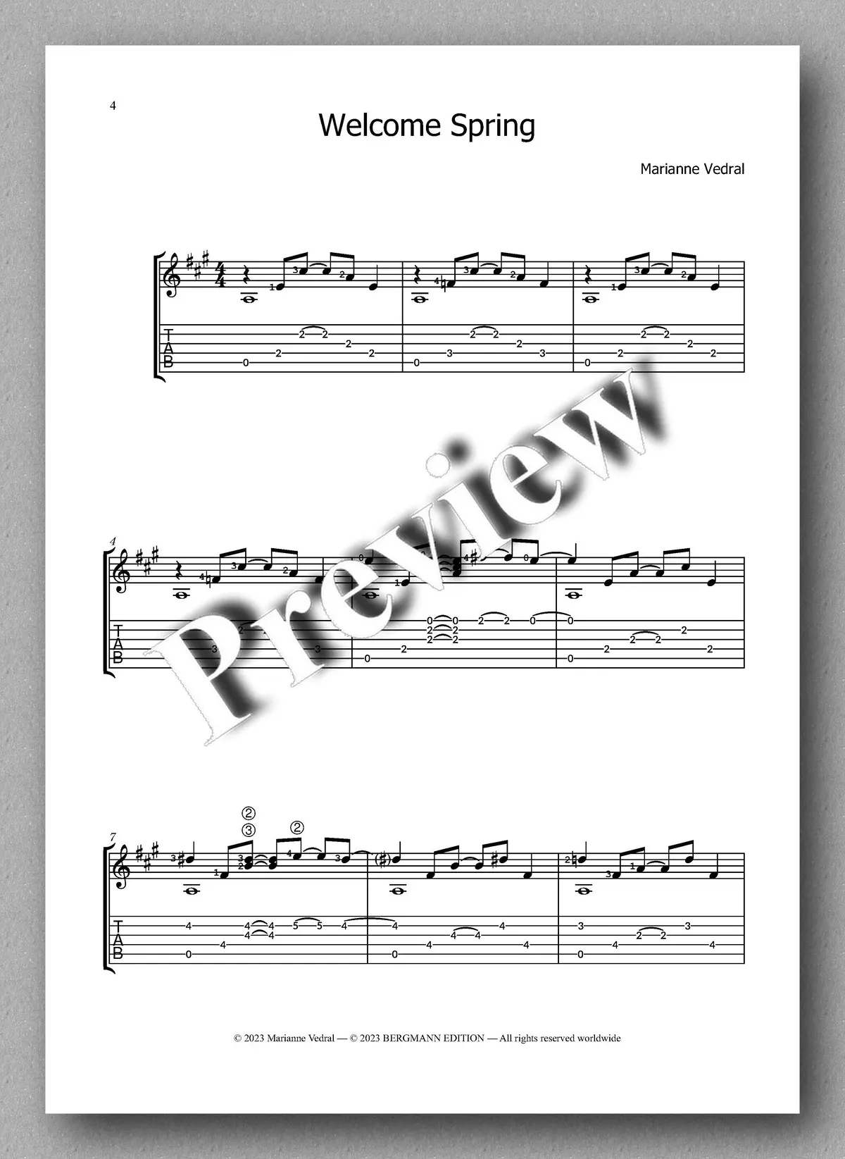 Vedral, Welcome Spring (Four Pieces For Solo Guitar) - Score Including Tab 2
