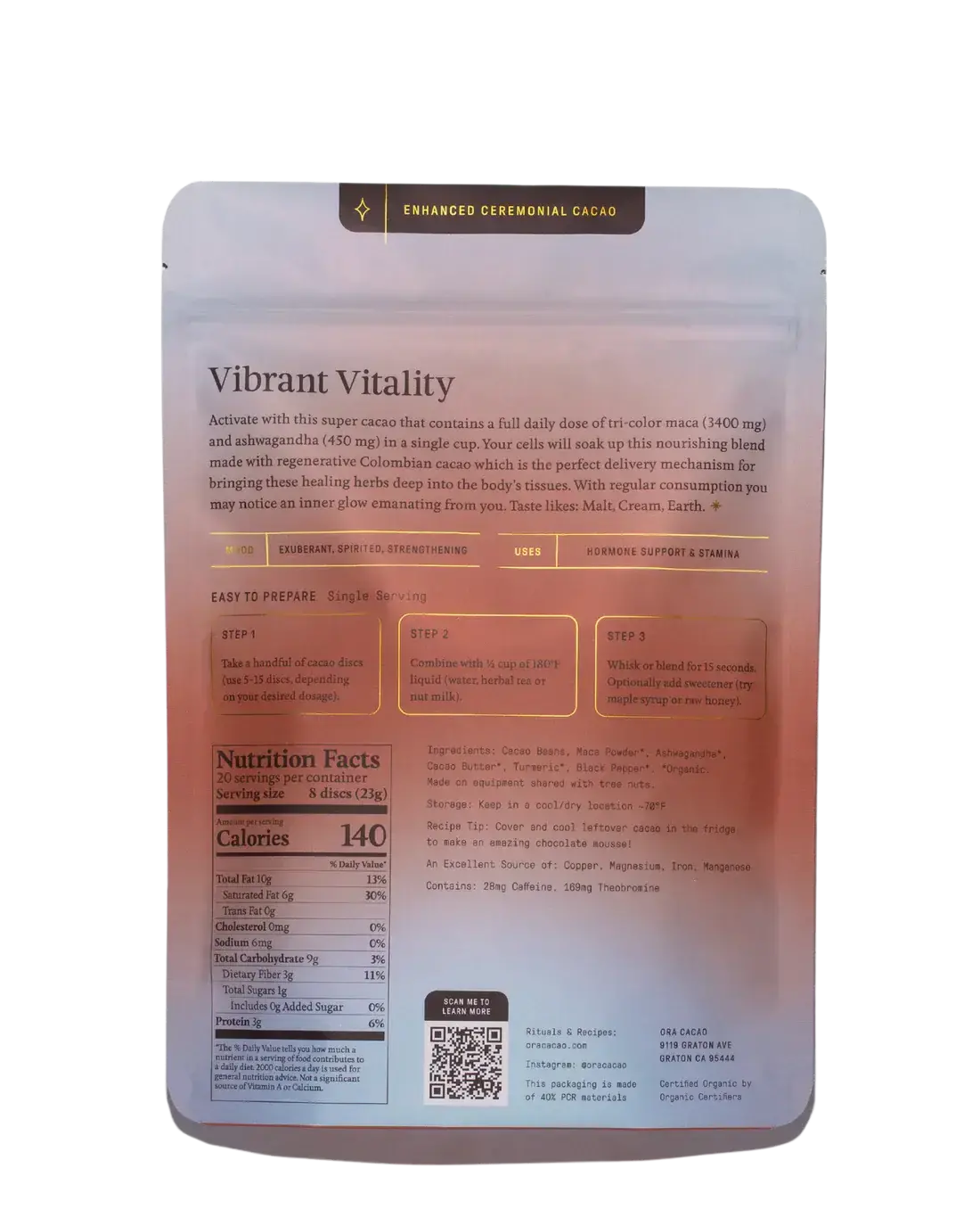 Vibrant Vitality - Enhanced 100% Pure Organic Ceremonial Cacao 3