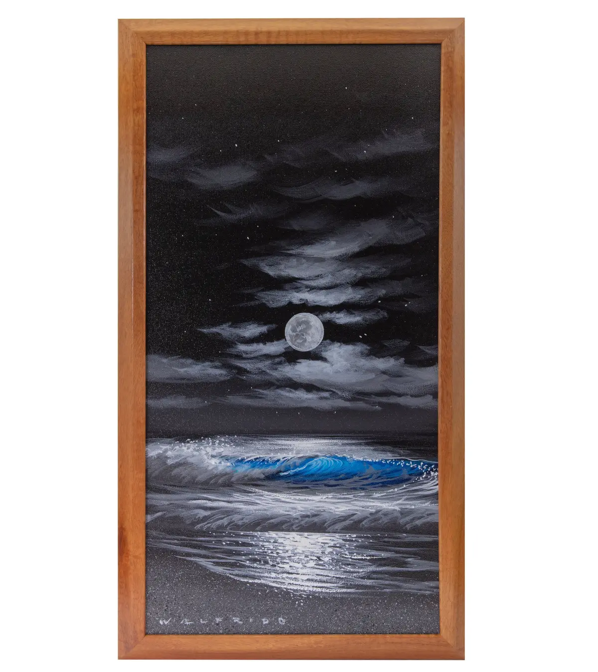 Original Painting: Acrylic: Full Moon Seascape By Walfrido Garcia 1